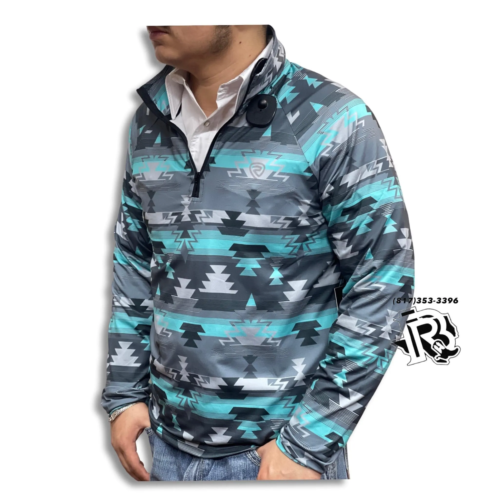 “ Harrison “ | MEN PULLOVER TEAL AZTEC PATTERN RRMT91R0JK