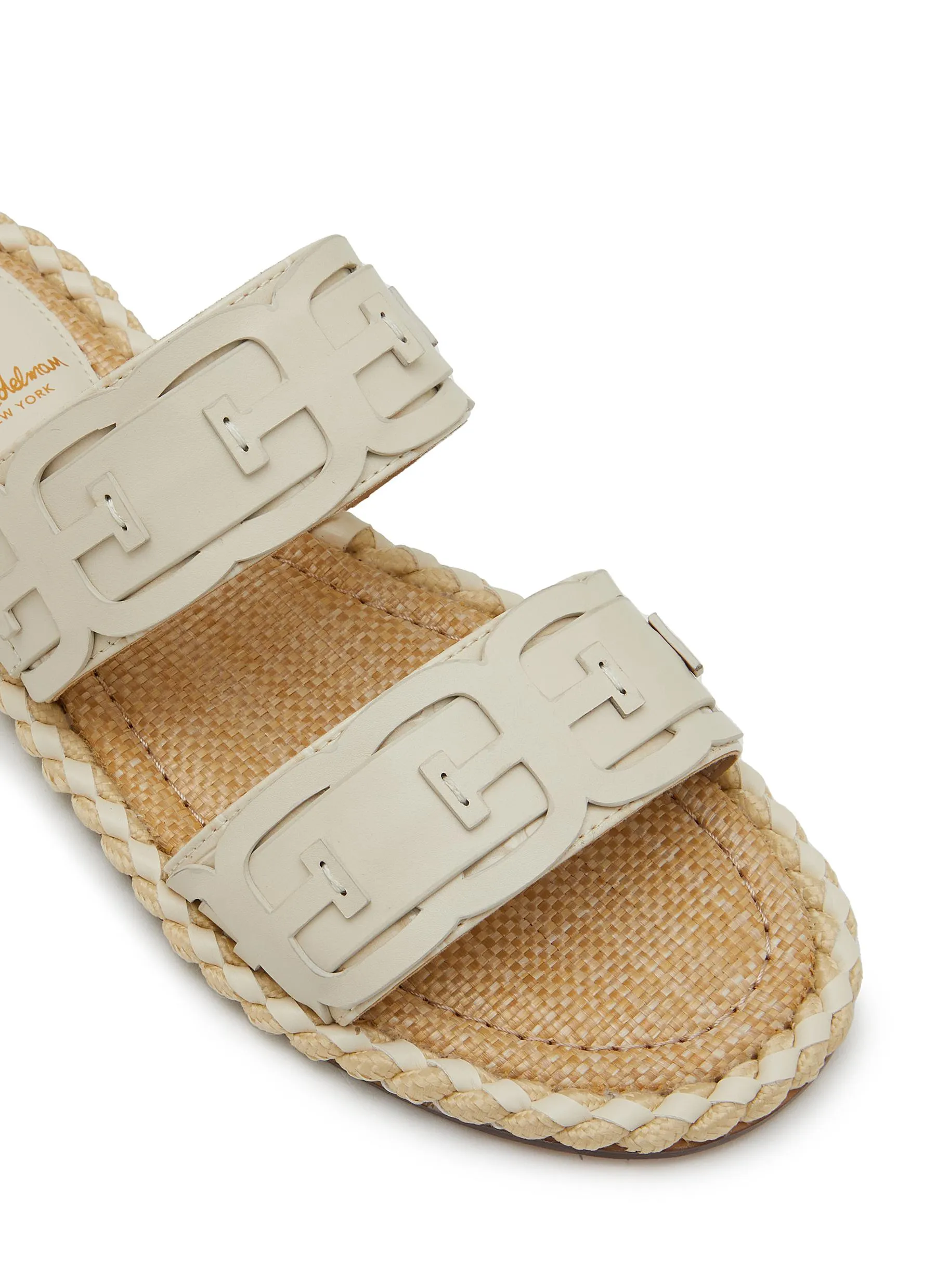 -----------SAM EDELMAN  ---- ------------ ----Tatum Leather Logo Double Banded Rope Trim Slide Sandals --