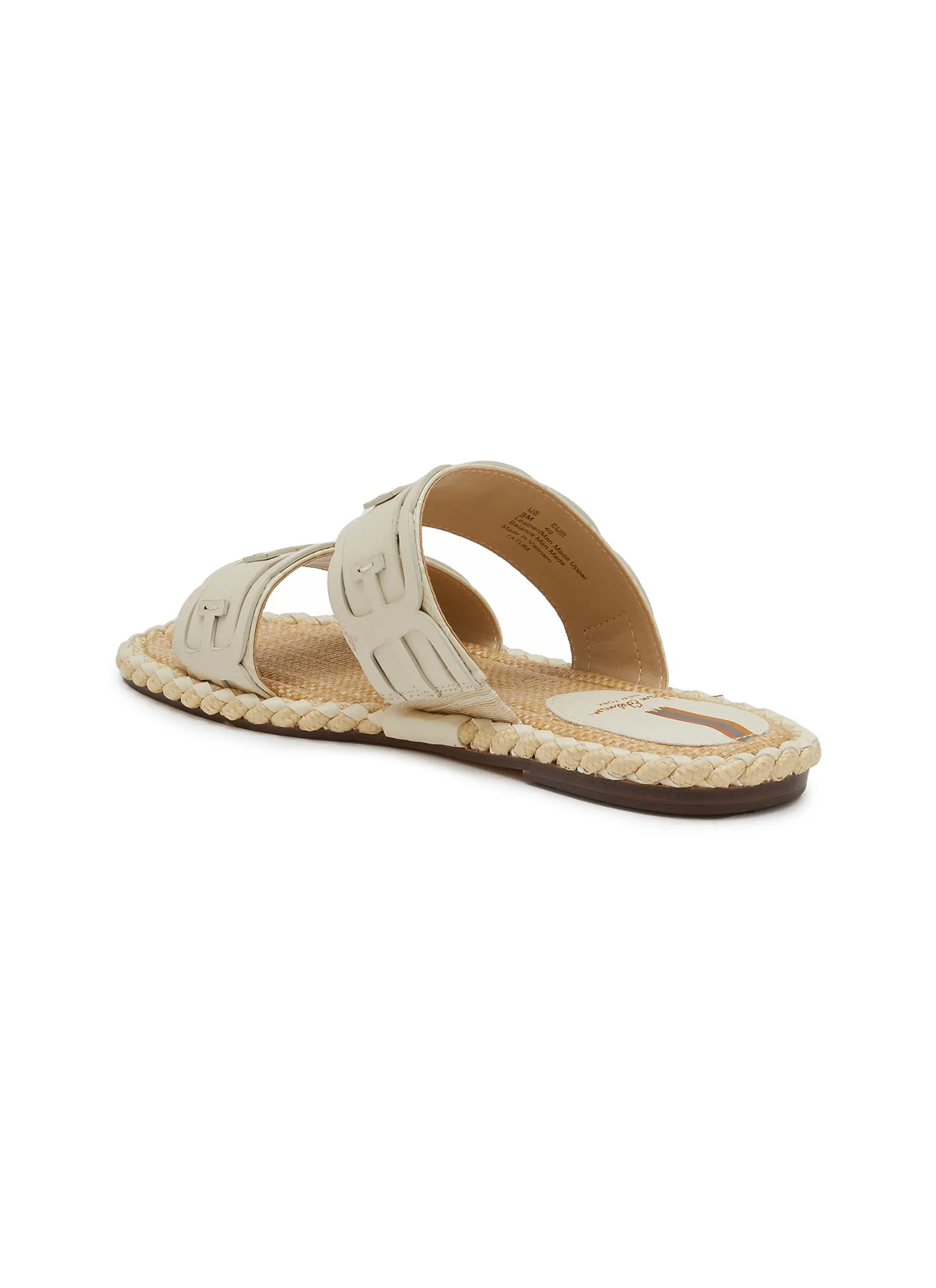 -----------SAM EDELMAN  ---- ------------ ----Tatum Leather Logo Double Banded Rope Trim Slide Sandals --