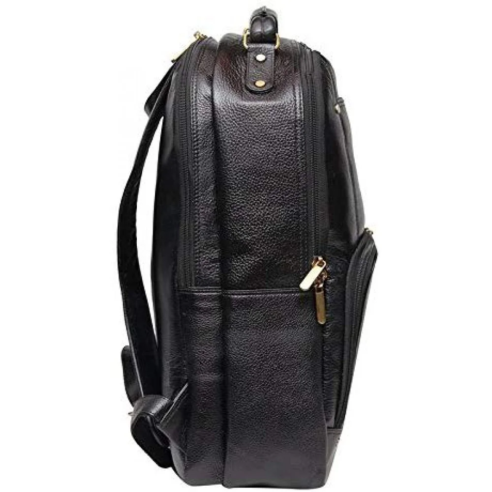 18 inch Leather Laptop Backpack - Black