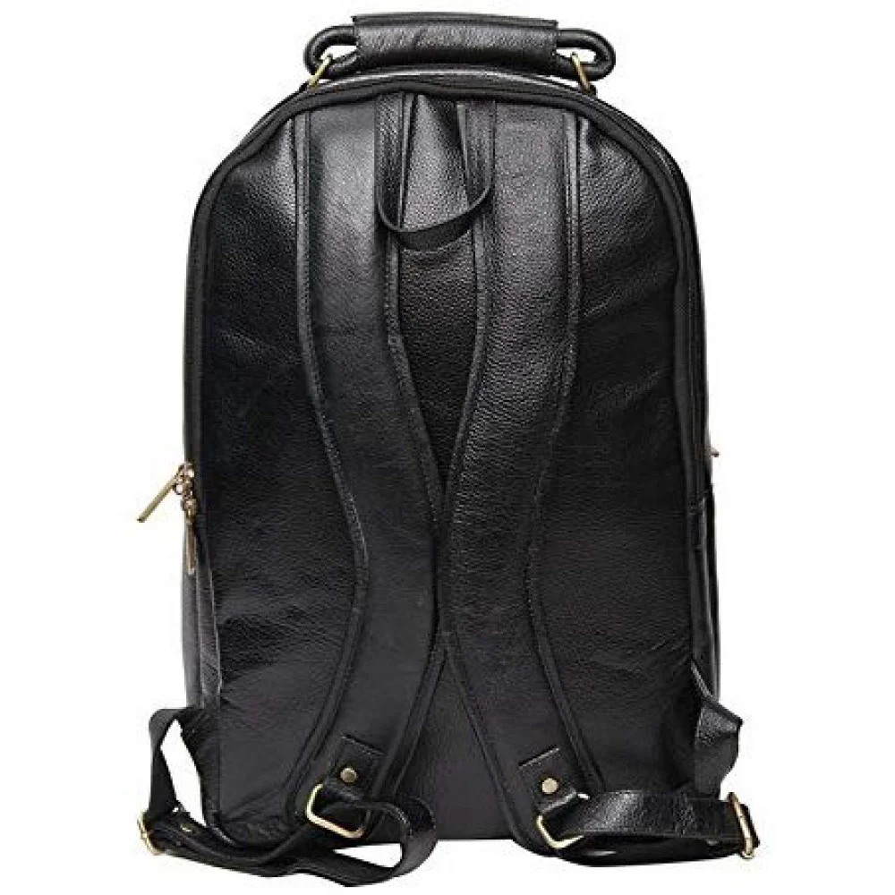 18 inch Leather Laptop Backpack - Black