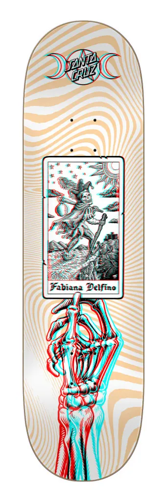 8.25 in Delfino Tarot Anaglyph Santa Cruz Skateboard Deck