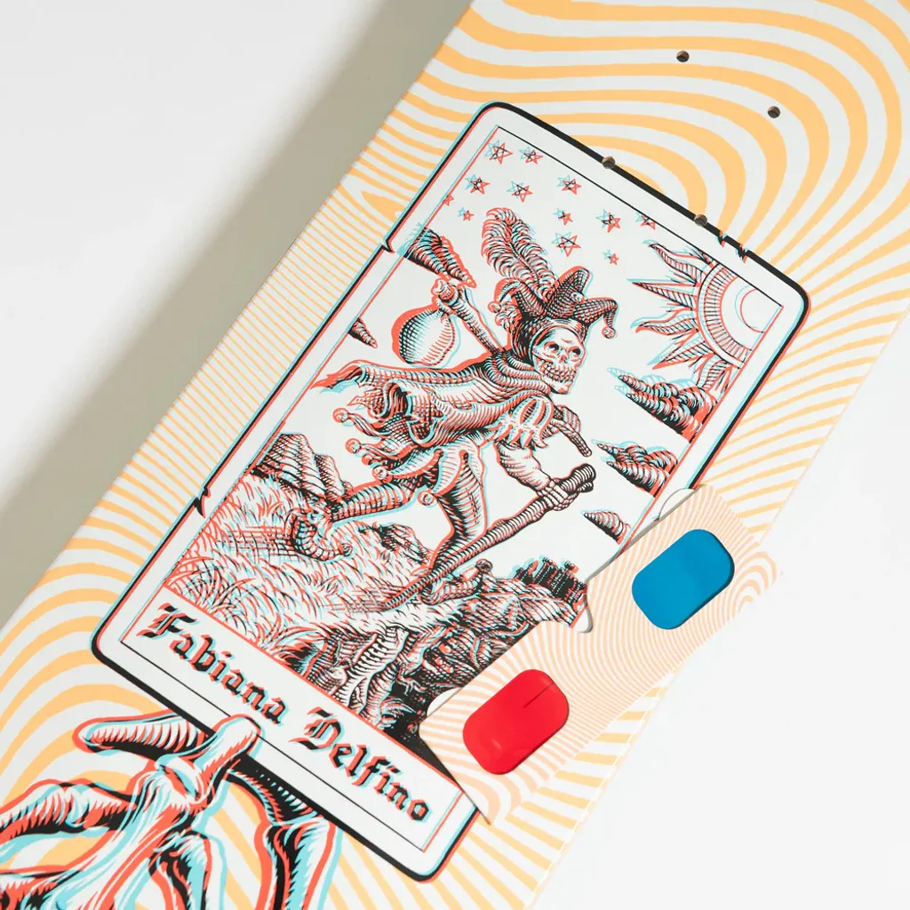 8.25 in Delfino Tarot Anaglyph Santa Cruz Skateboard Deck