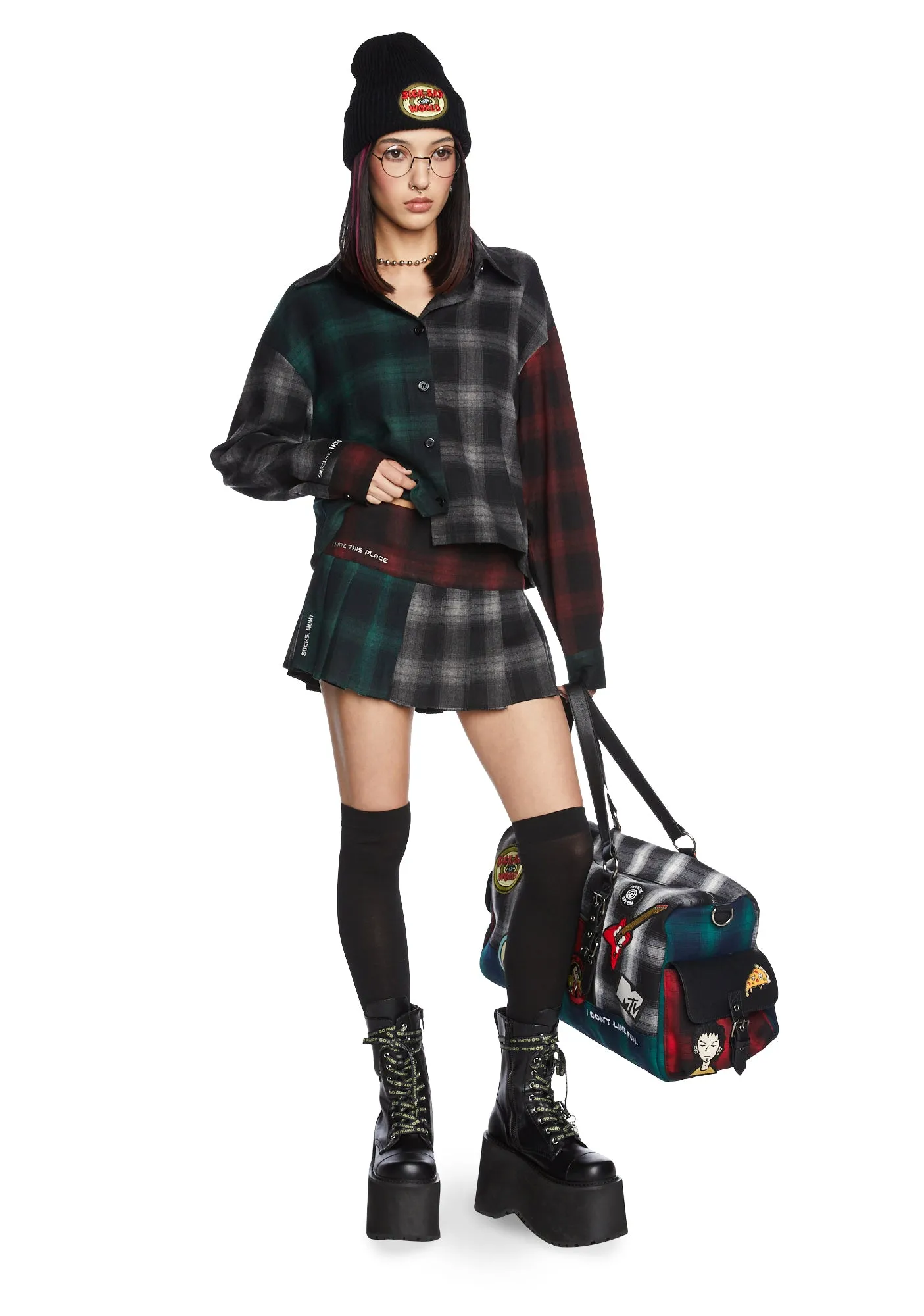 90s Cynic Plaid Mini Skirt-