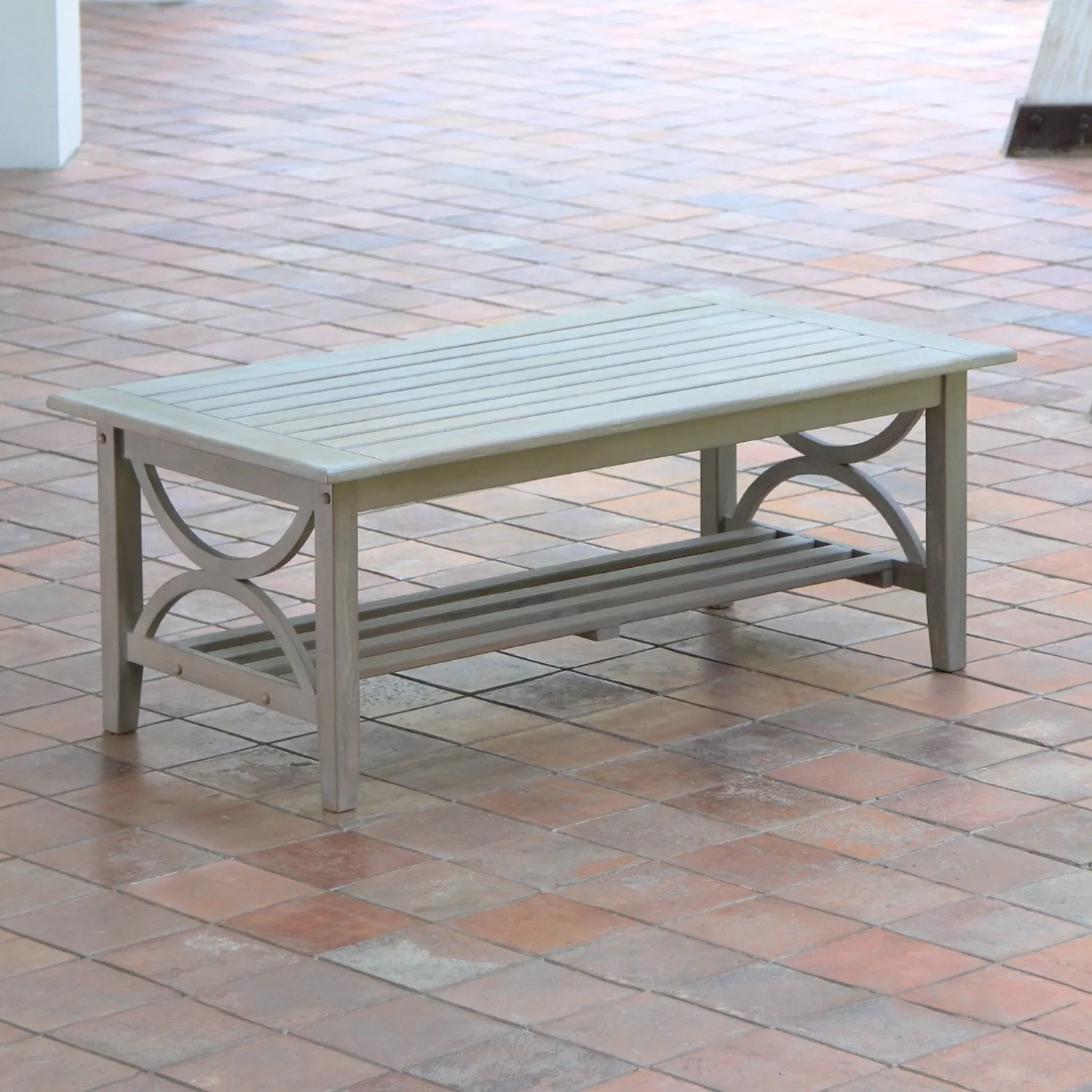 Abbington Weathered Teak Wood Outdoor Coffee Table