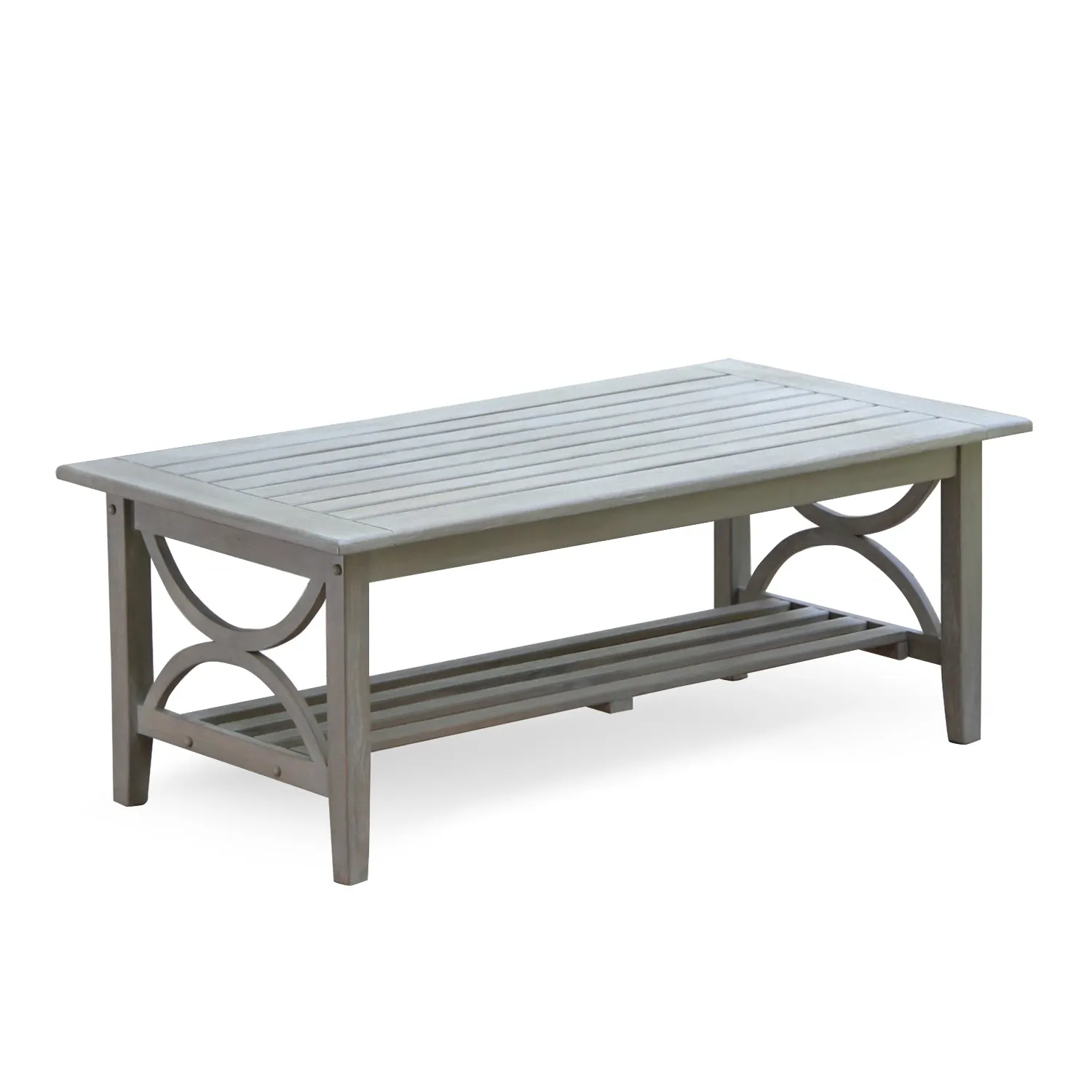 Abbington Weathered Teak Wood Outdoor Coffee Table