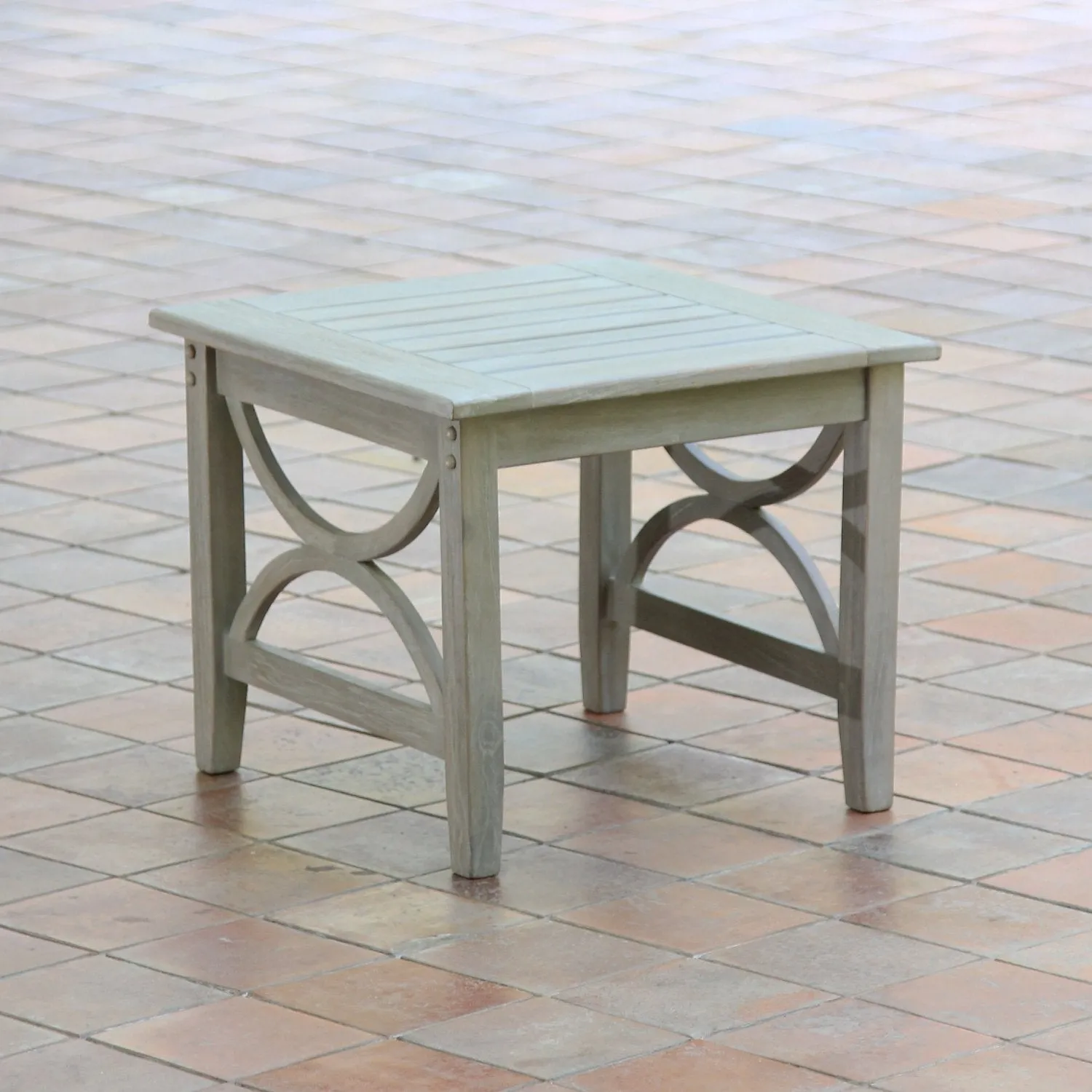 Abbington Weathered Teak Wood Outdoor Side Table