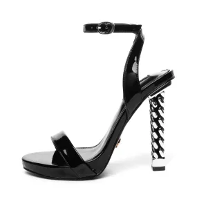 ABRIEL | BLACK SHINY | SANDALS