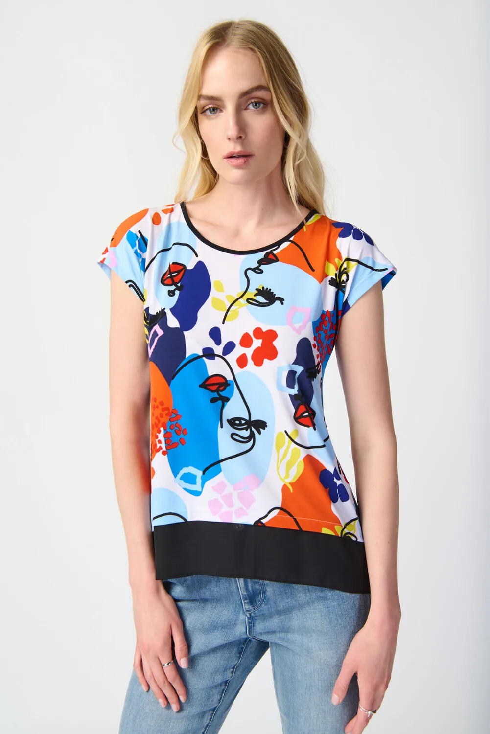 Abstract Floral Crew Neck Pullover Style 241308