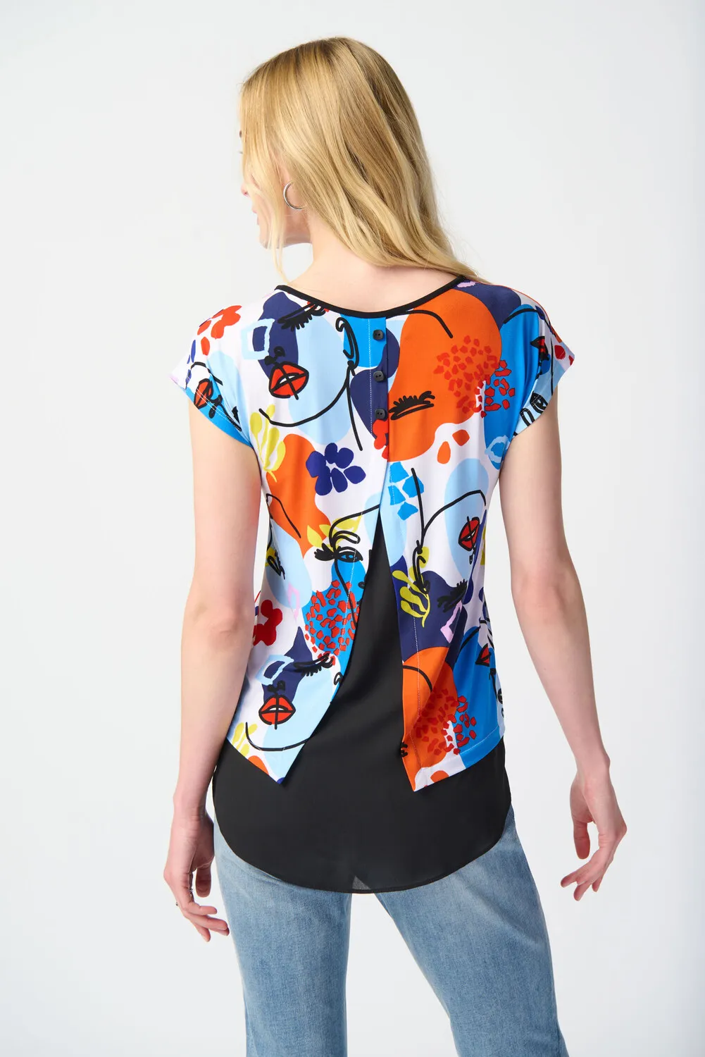 Abstract Floral Crew Neck Pullover Style 241308