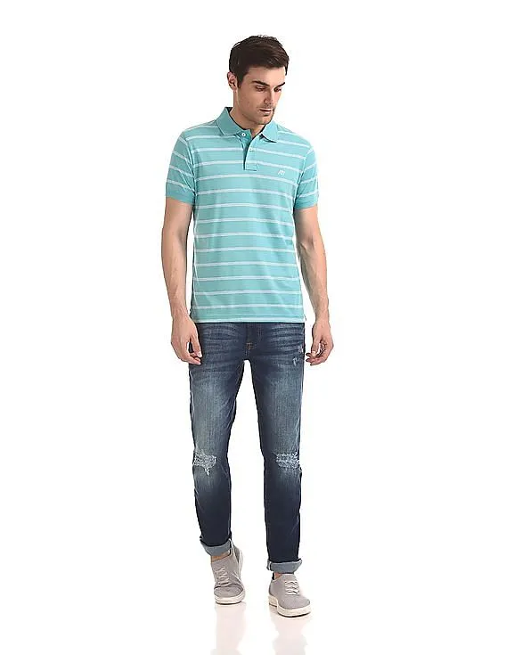 Aeropostale Short Sleeve Striped Polo Shirt