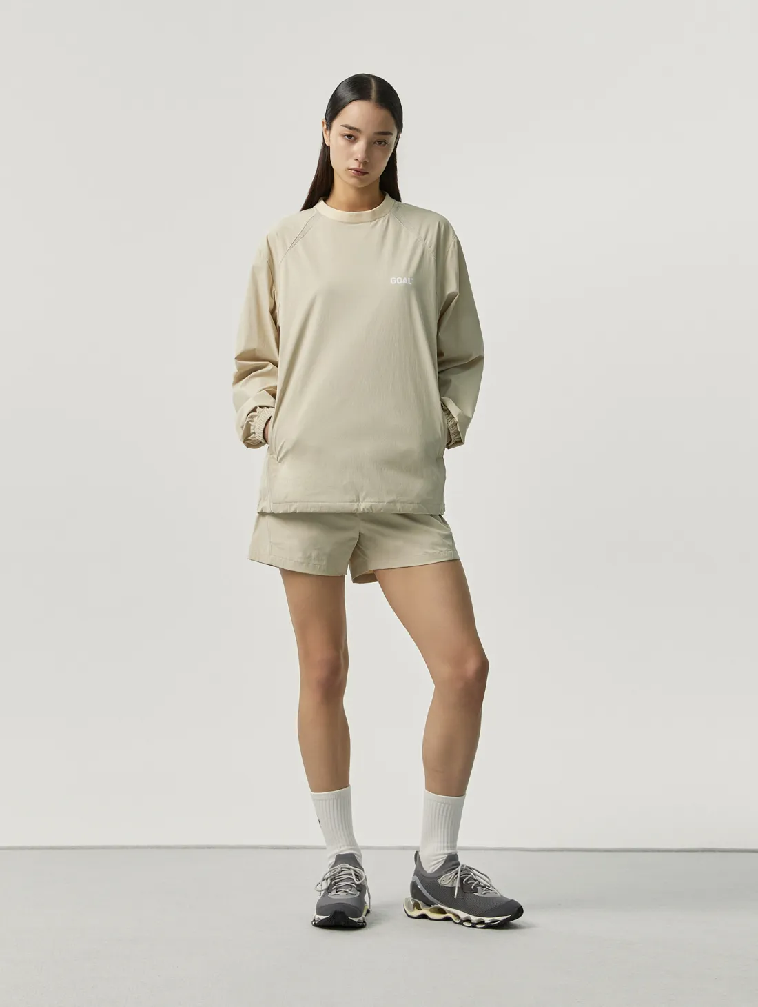 AIR THROUGH GOAL WIND PULLOVER-IVORY