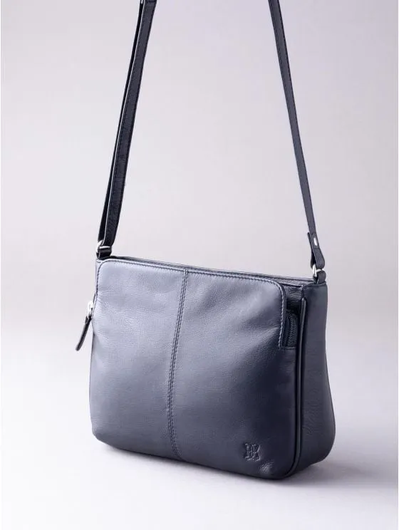 Ambleside Leather Cross Body Bag in Navy