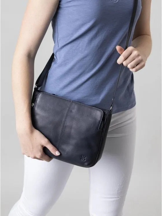 Ambleside Leather Cross Body Bag in Navy