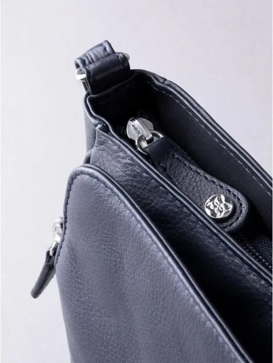 Ambleside Leather Cross Body Bag in Navy