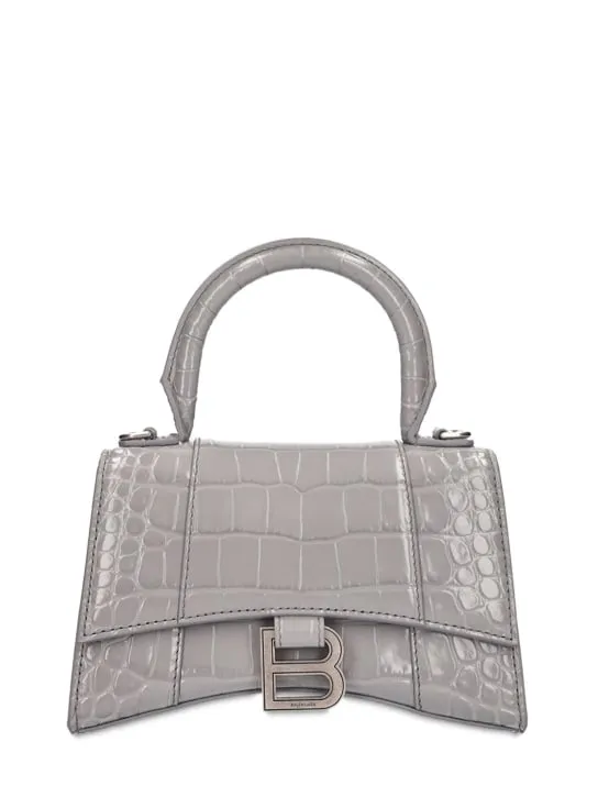 Balenciaga   Croc embossed leather shoulder bag 