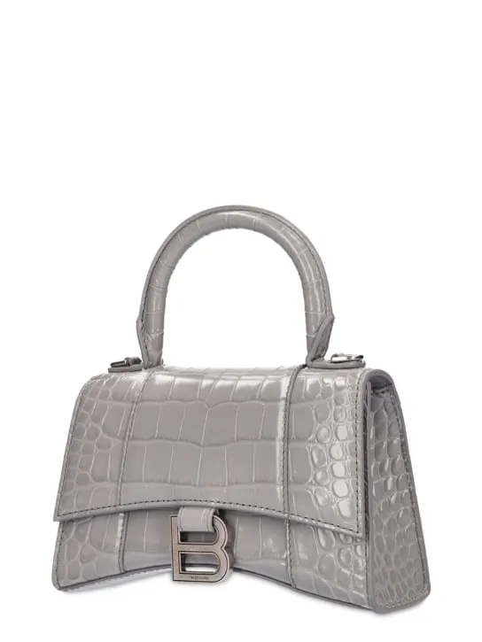 Balenciaga   Croc embossed leather shoulder bag 