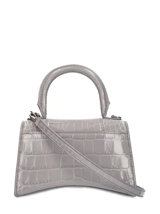 Balenciaga   Croc embossed leather shoulder bag 