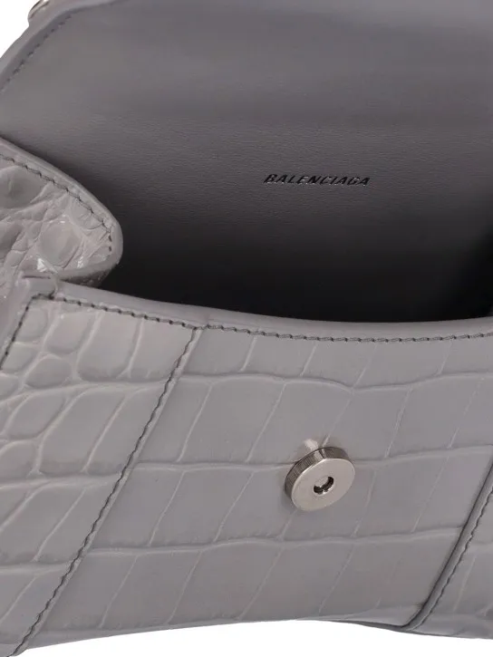 Balenciaga   Croc embossed leather shoulder bag 