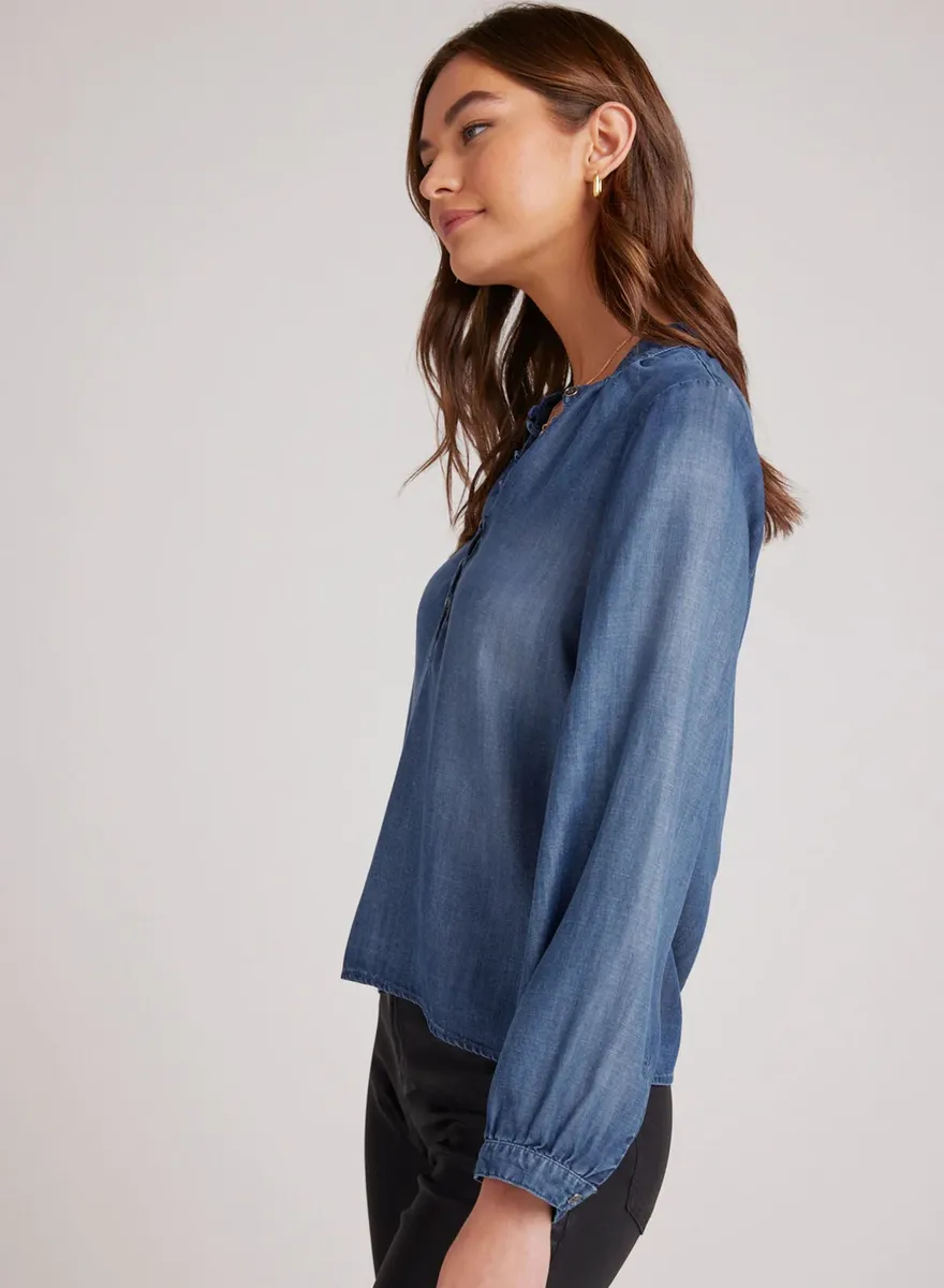 Bella Dahl Half Placket Pullover in Moonlight Wash