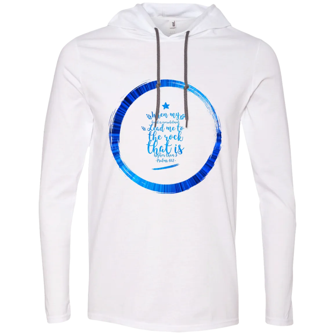 Bible Verse Men Long Sleeve T-Shirt Hoodie - Lead Me To The Rock That Is Higher Than I ~Psalm 61:2~ Design 15