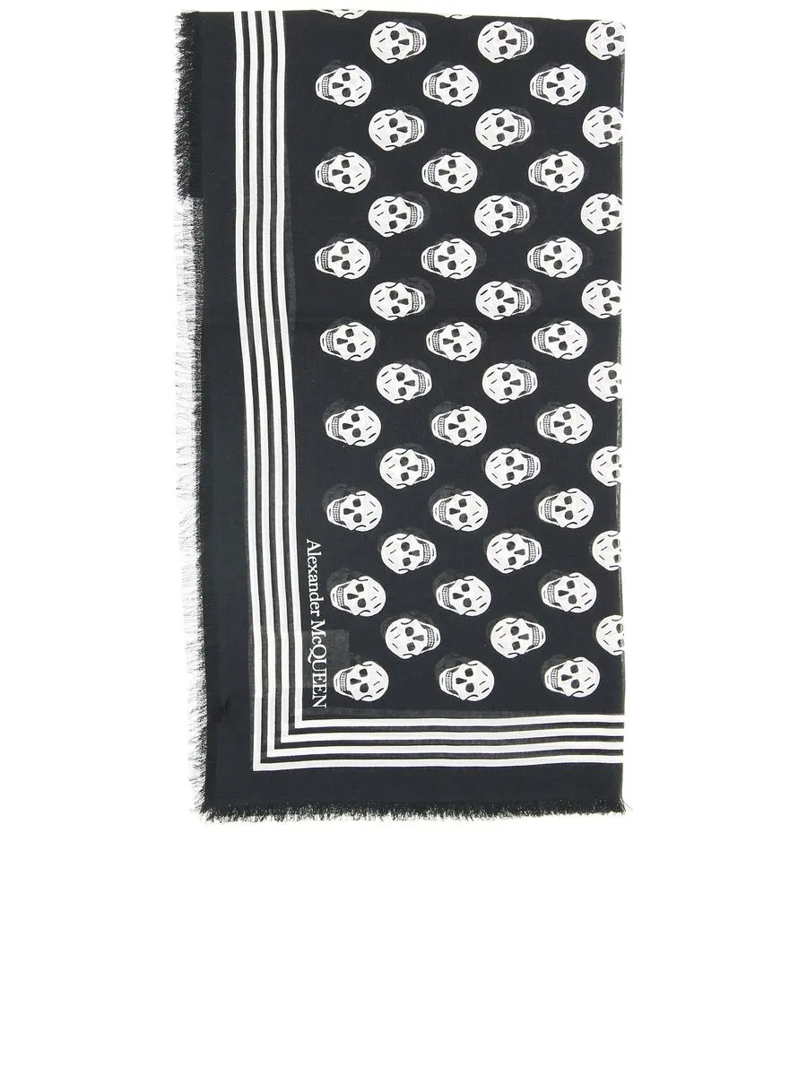 Biker Thin Scarf With Skull Motif