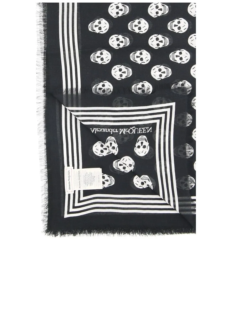 Biker Thin Scarf With Skull Motif