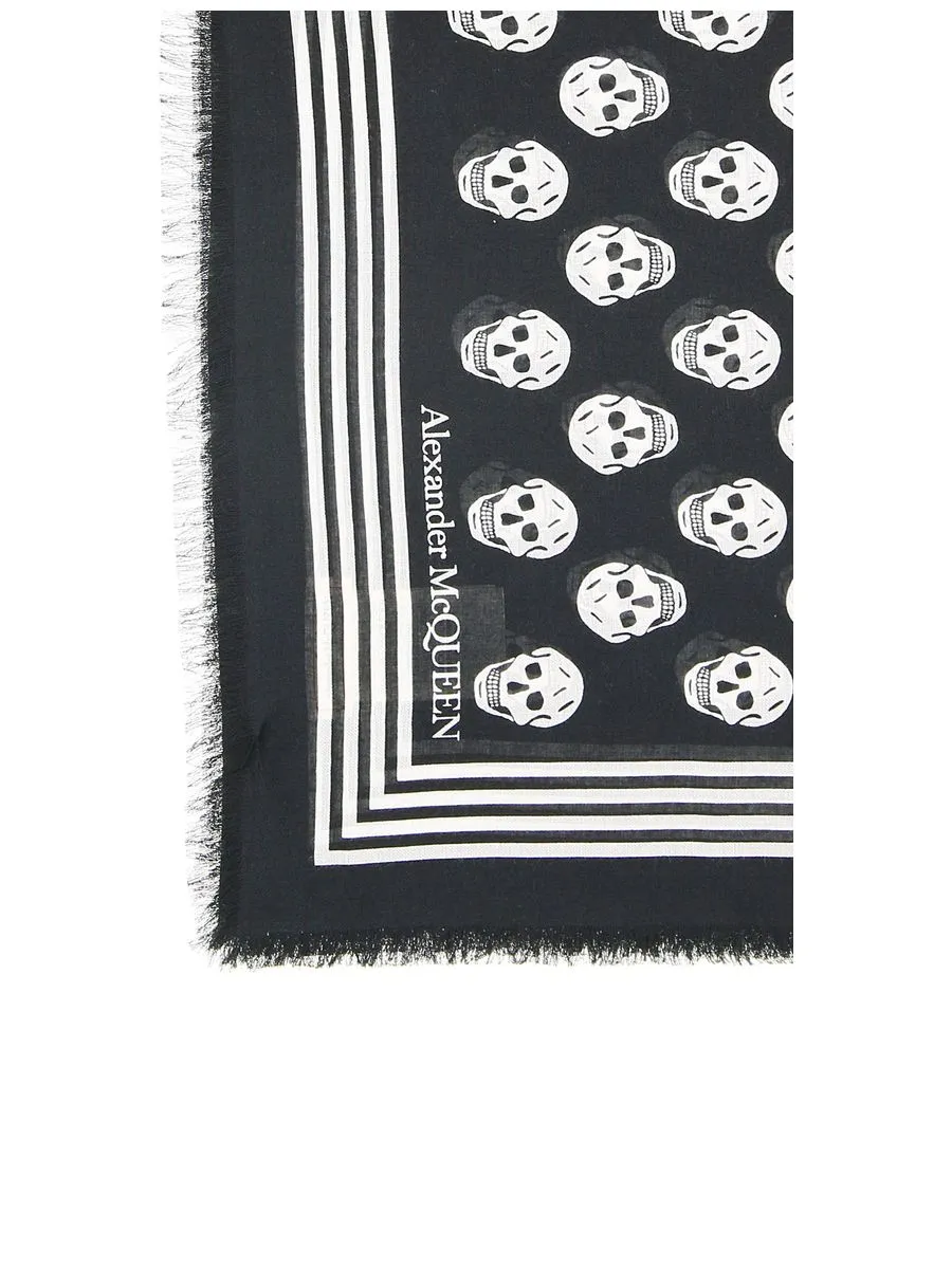 Biker Thin Scarf With Skull Motif