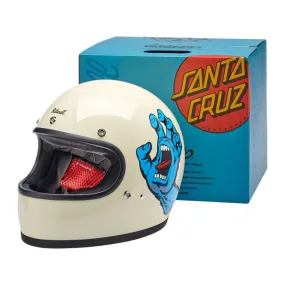 BILTWELL X SANTA CRUZ LIMITED EDITION HANDMADE GRINGO HELMET - GLOSS VINTAGE WHITE