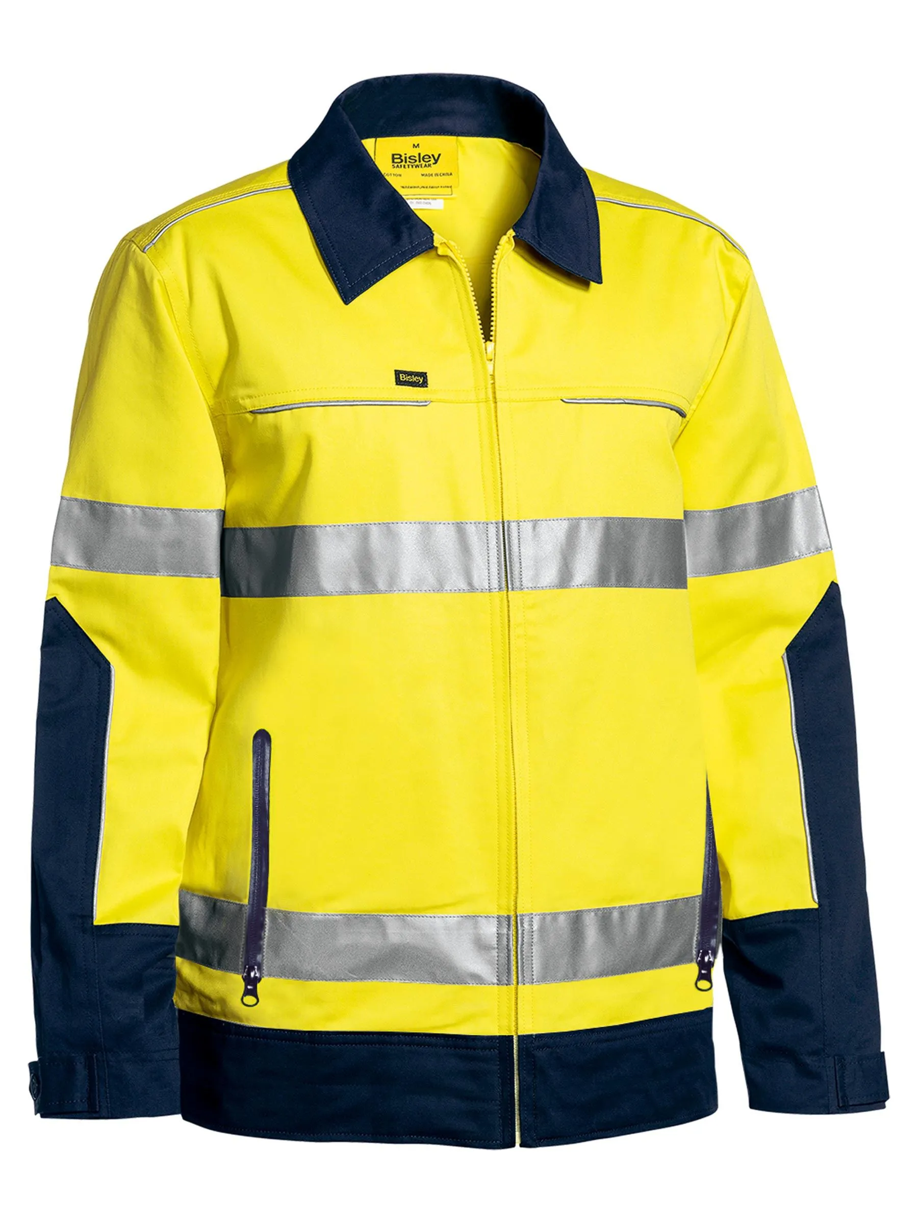 Bisley Taped Hi Vis Drill Jacket With Liquid Repellent Finish