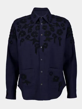 Blue Floral Embroidered Jacket