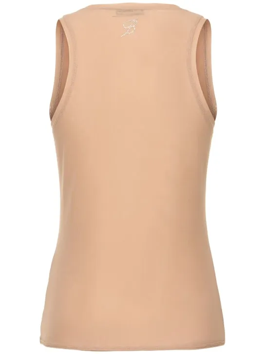 Blumarine   Crystal logo tulle tank top 