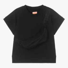 Boys Black Cross-Body Bag T-Shirt