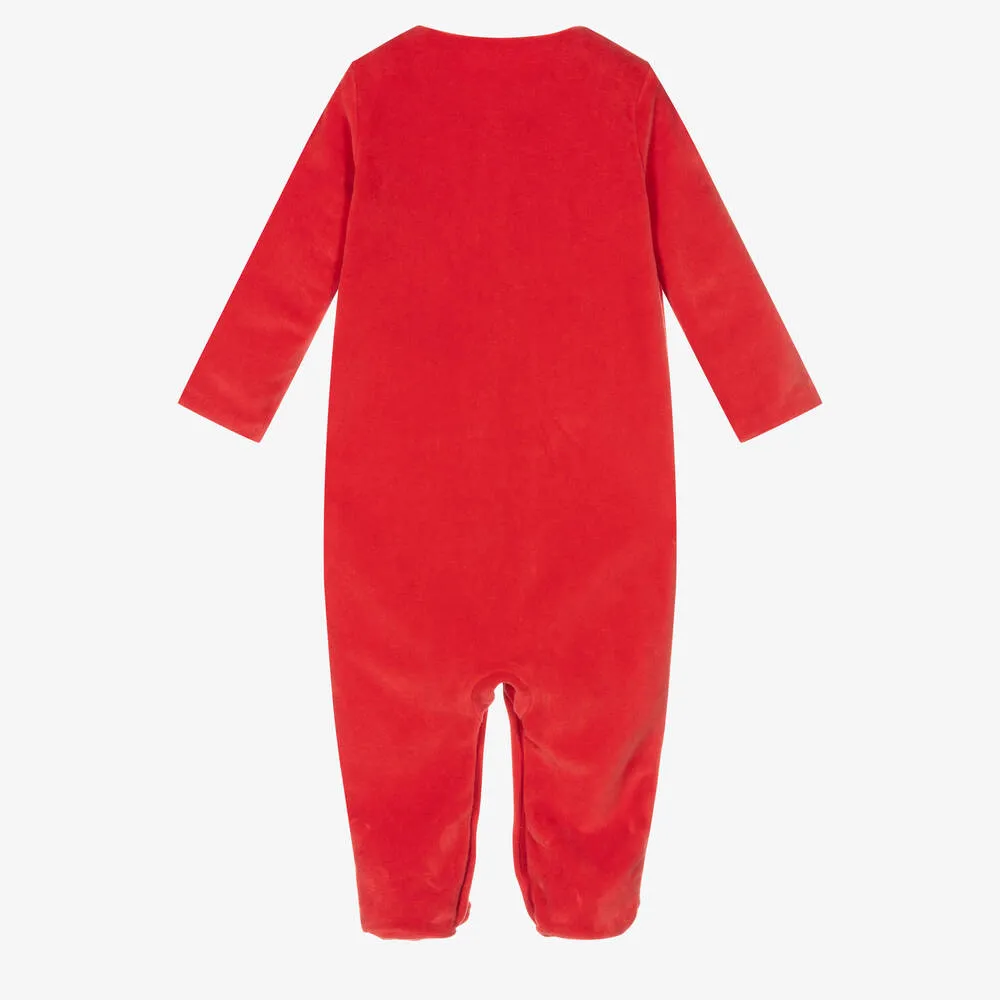 Boys Red Ski Bear Babygrow