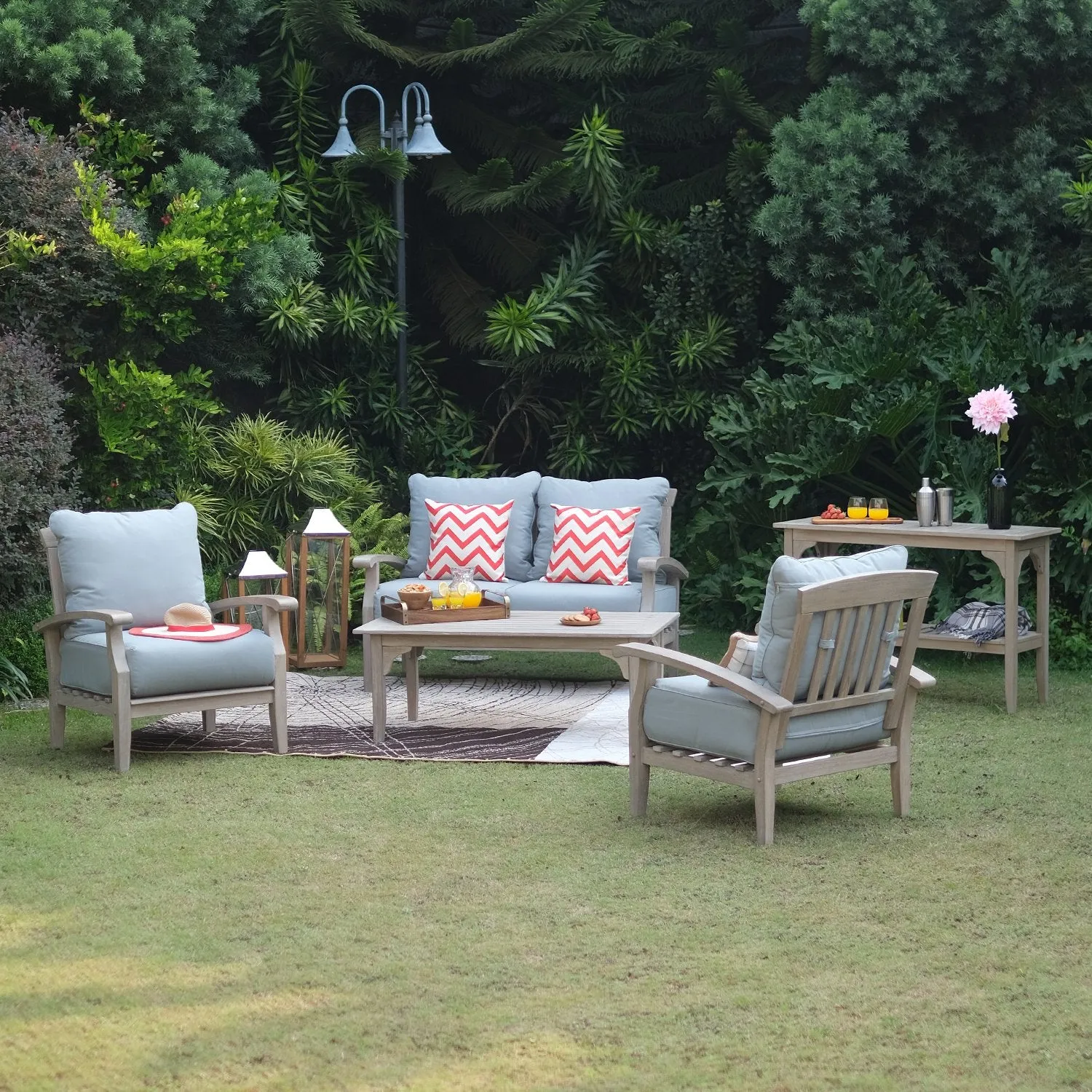 Caterina Weathered Teak Wood Outdoor Coffee Table