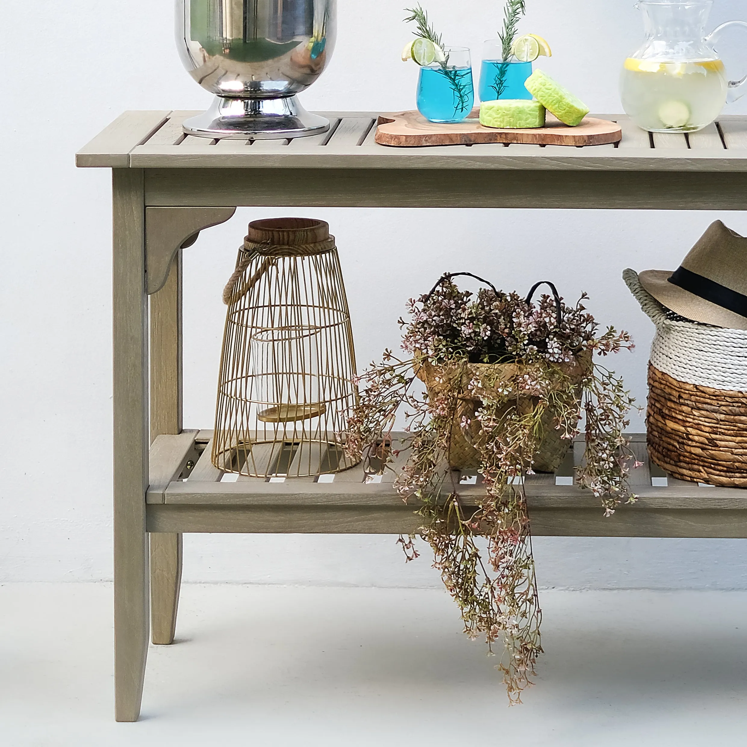 Caterina Weathered Teak Wood Outdoor Console Table