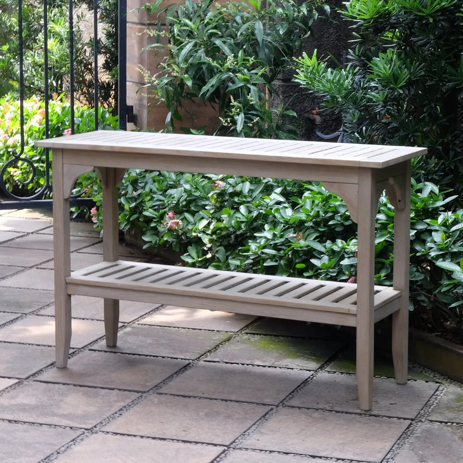 Caterina Weathered Teak Wood Outdoor Console Table