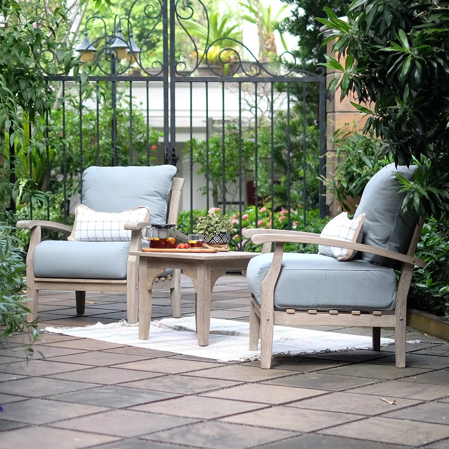 Caterina Weathered Teak Wood Outdoor Side Table