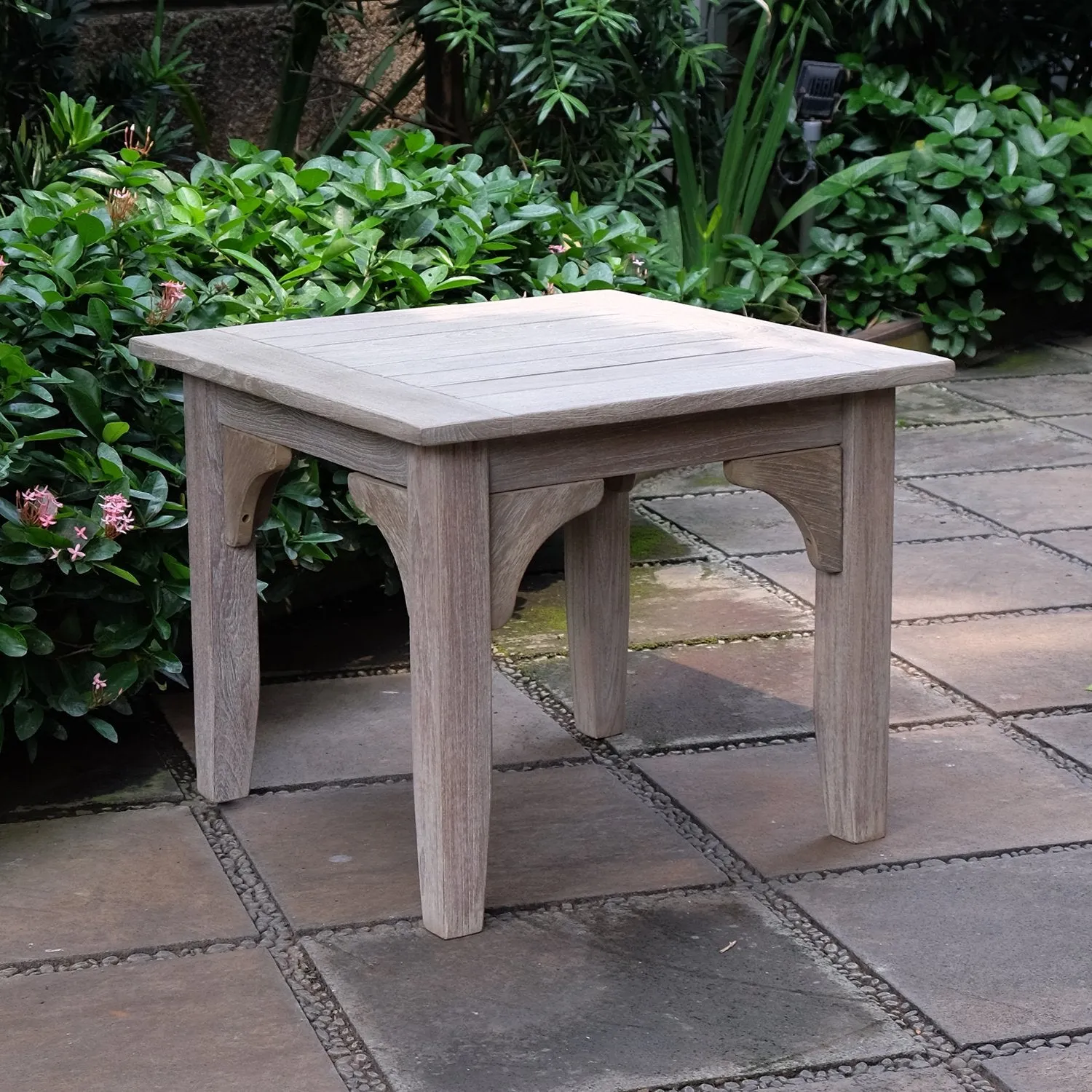 Caterina Weathered Teak Wood Outdoor Side Table