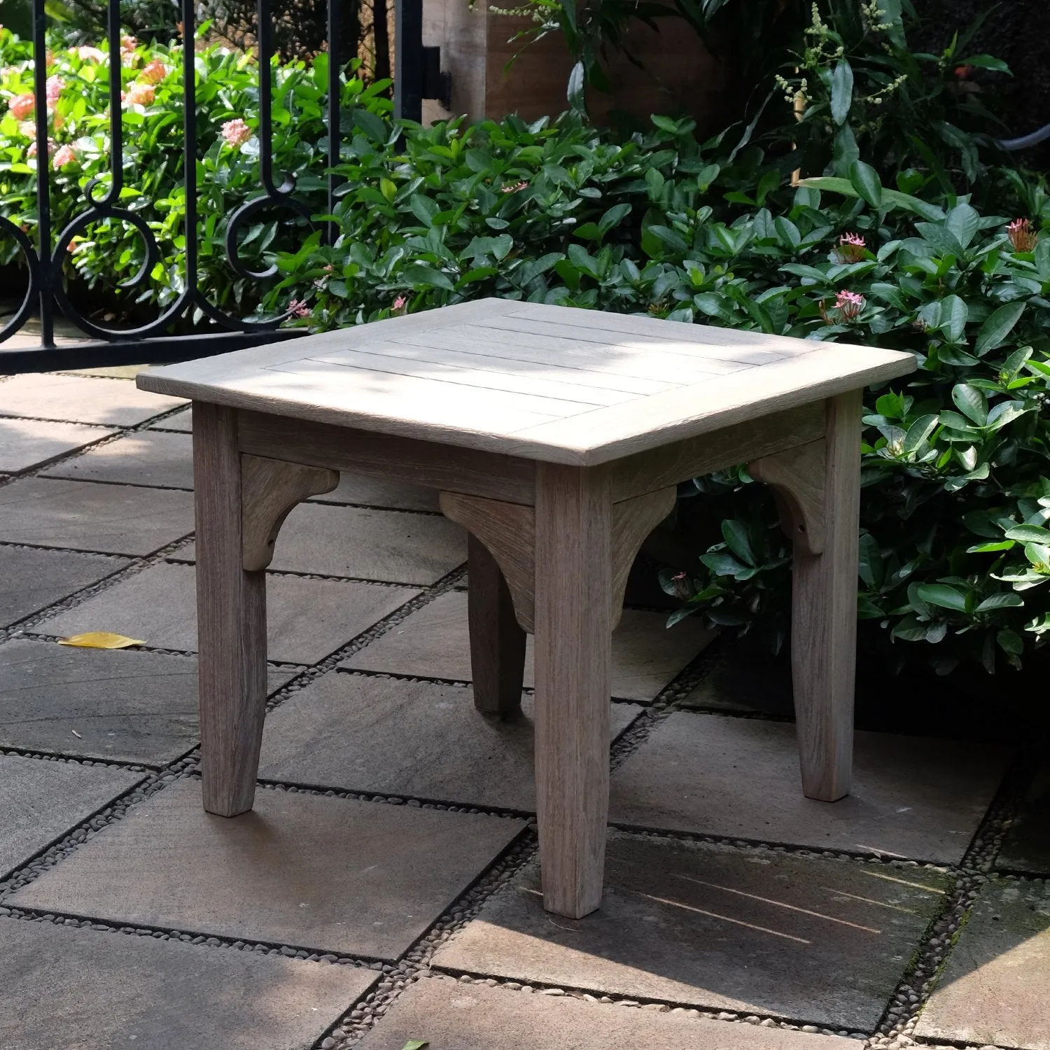 Caterina Weathered Teak Wood Outdoor Side Table