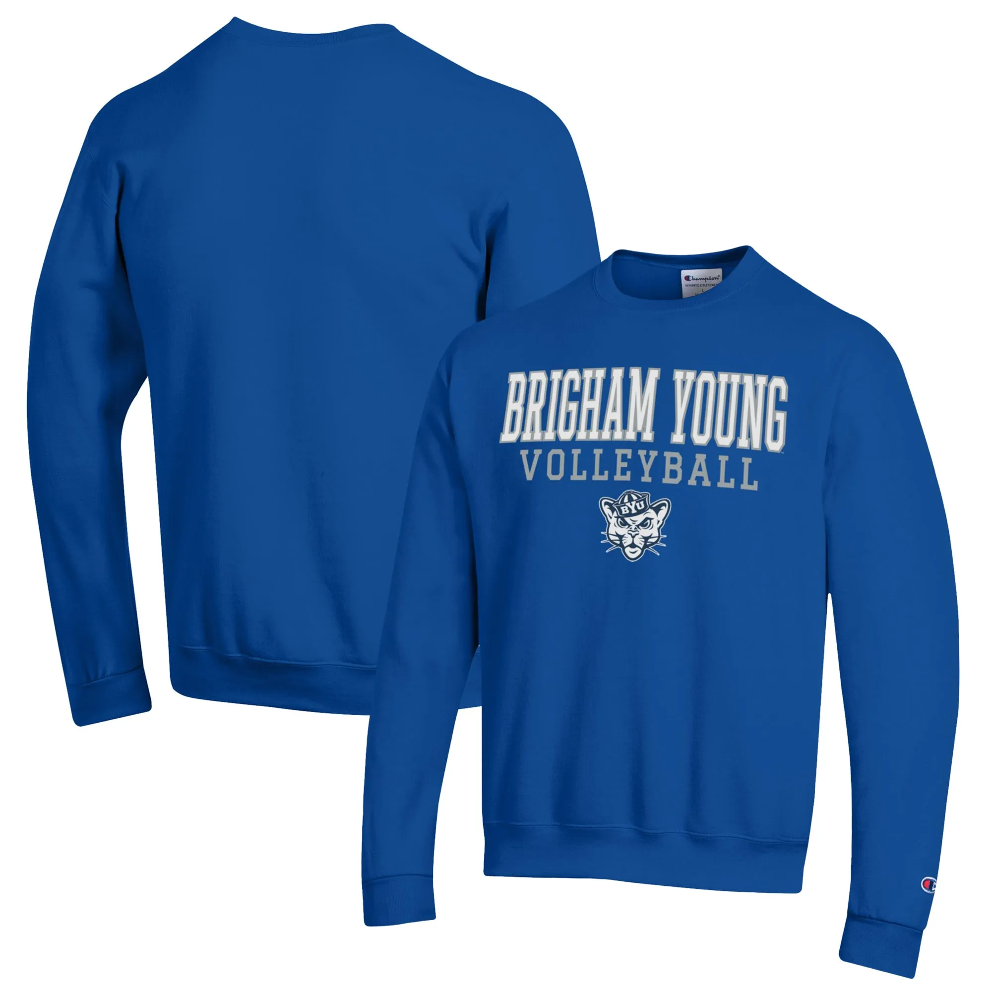 Champion BYU Cougars Royal Stack Logo Volleyball Powerblend Pullover Sweatshirt