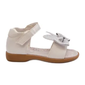 Children's sandals with a bow, fastened with Velcro, white Wistala