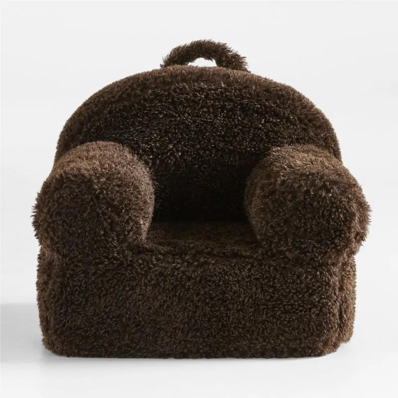 Crate&Barrel Sesame Brown Mongolian Faux Fur Kids Lounge Nod Chair