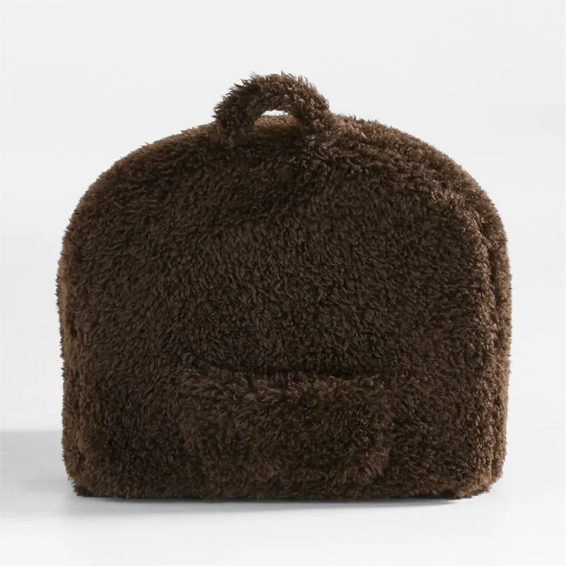 Crate&Barrel Sesame Brown Mongolian Faux Fur Kids Lounge Nod Chair