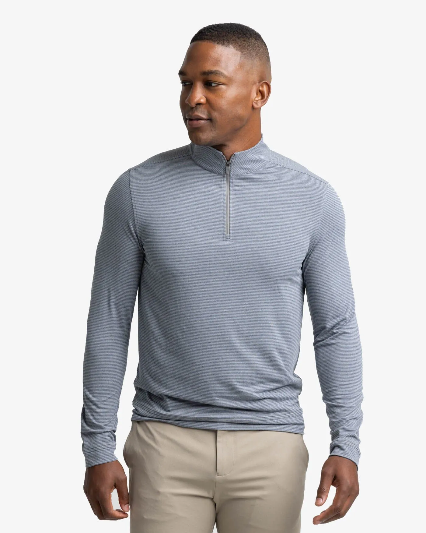 Cruiser Heather Micro-Stripe Performance Quarter Zip Pullover