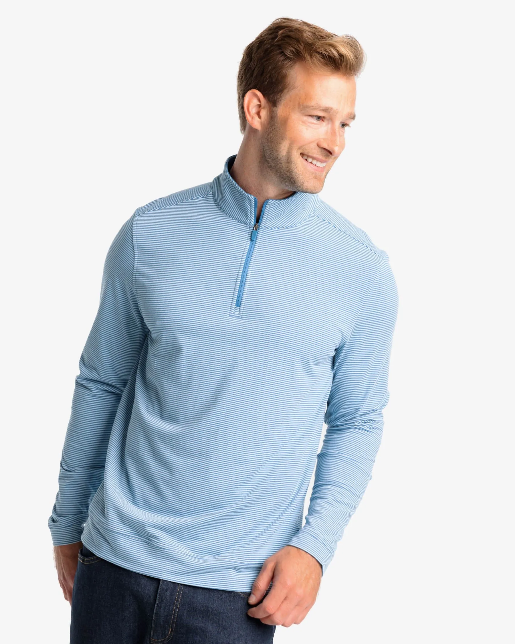 Cruiser Heather Micro-Stripe Performance Quarter Zip Pullover