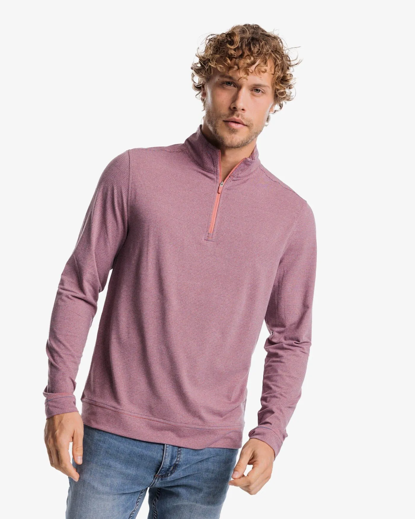 Cruiser Heather Micro-Stripe Performance Quarter Zip Pullover