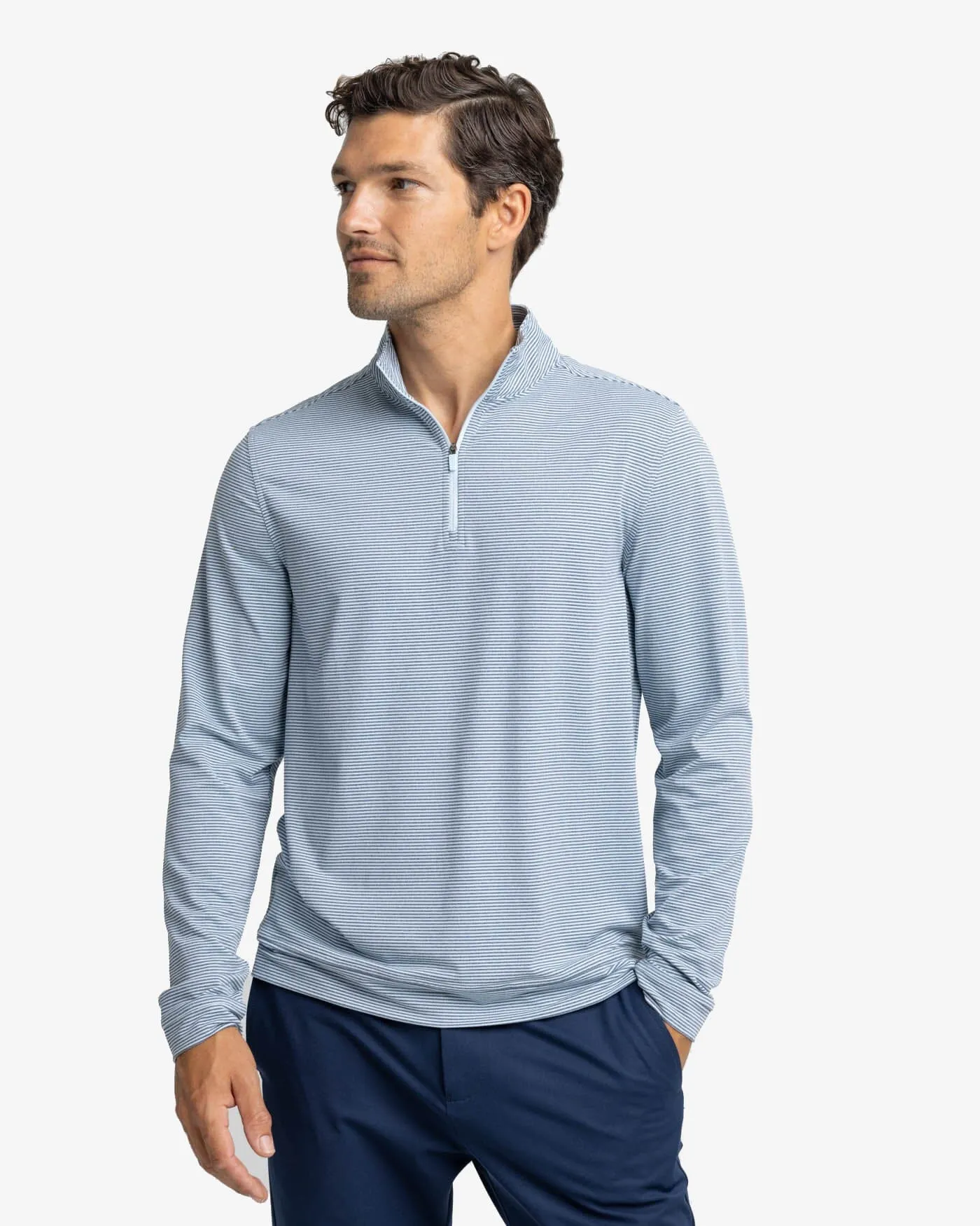 Cruiser Heather Micro-Stripe Performance Quarter Zip Pullover