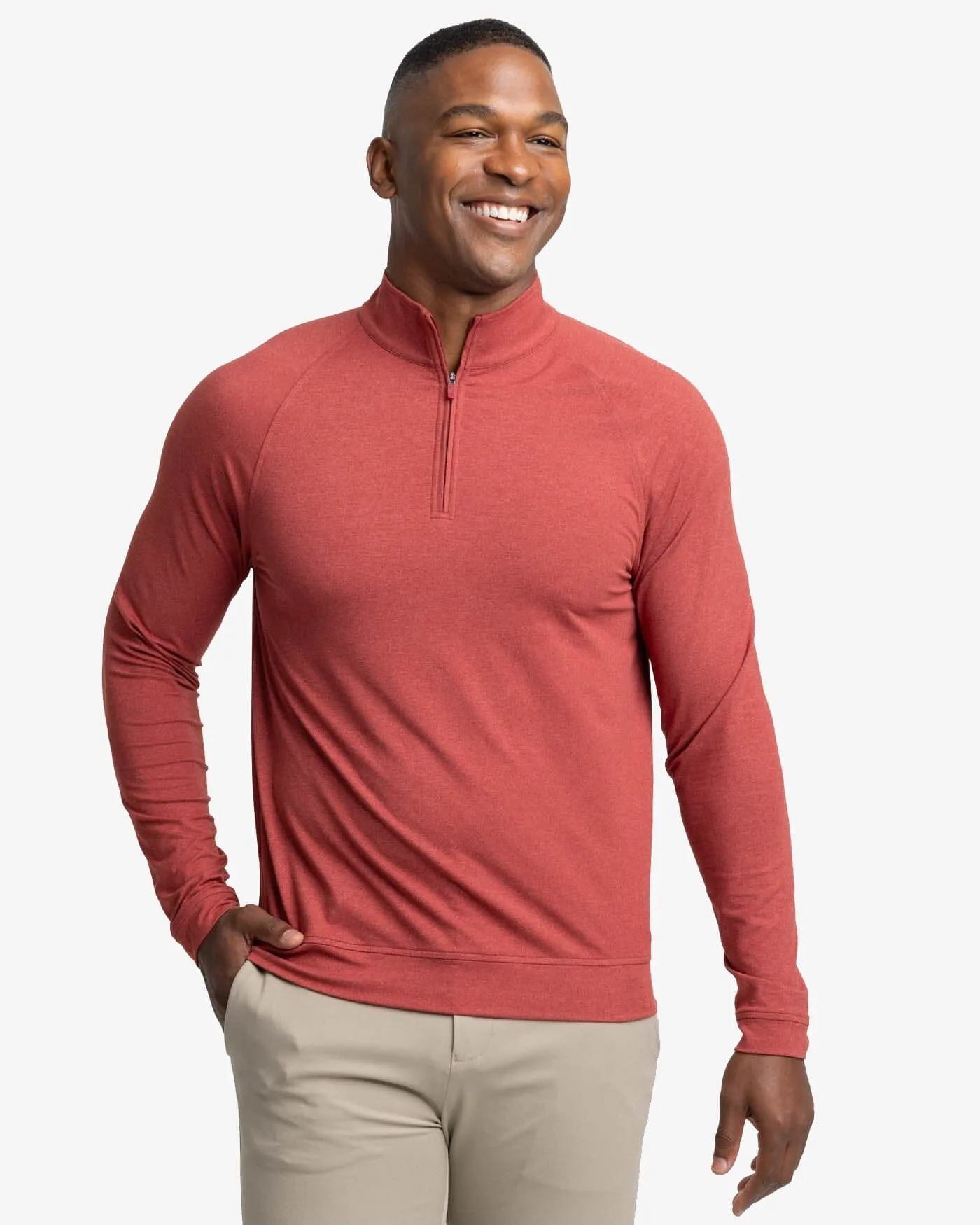 Cruiser Heather Quarter Zip Pullover - Heather Tuscany Red