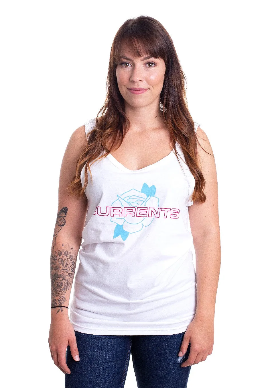 Currents - 3D Flower White - Tank